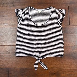 Aeropostale Cropped Striped Shirt with Knot